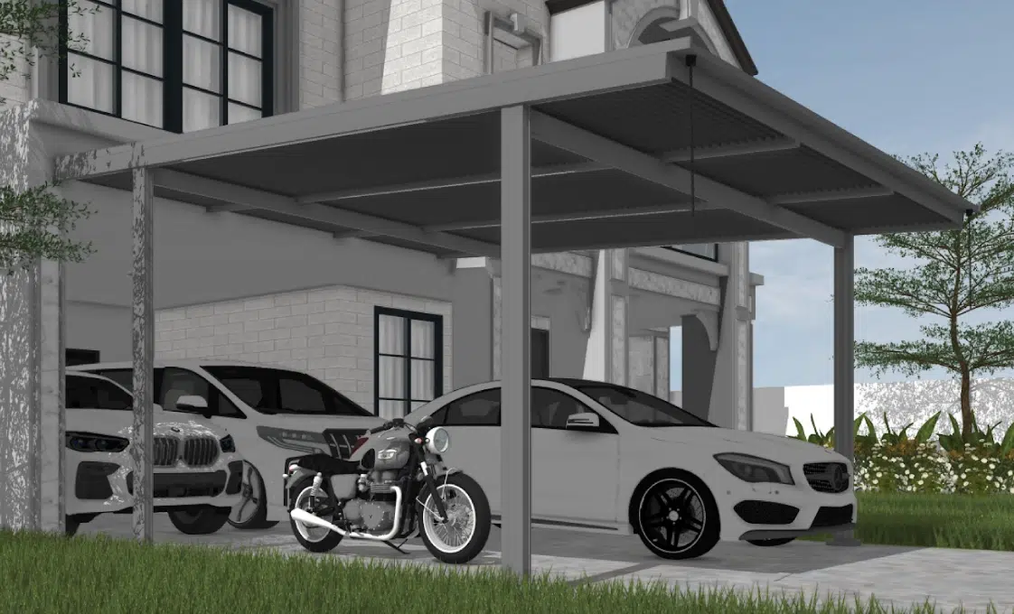 โรงจอดรถ 4 เสา จอดรถ 2 คัน