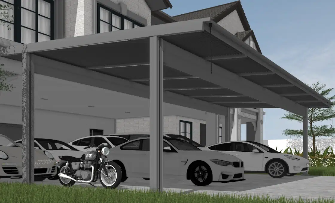 โรงจอดรถ 4 เสา จอดรถ 4 คัน