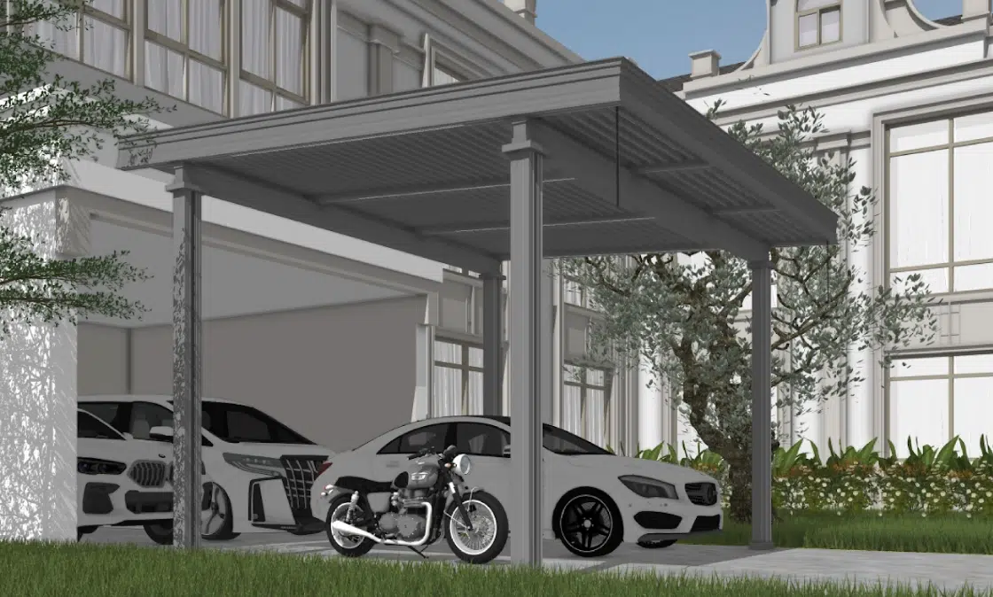 โรงจอดรถ 4 เสา จอดรถ 2 คัน